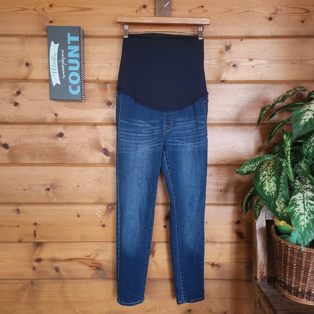 J.Crew Reimagined Maternity Skinny Jeans Stretch Full Belly Panel Stone Wash 27